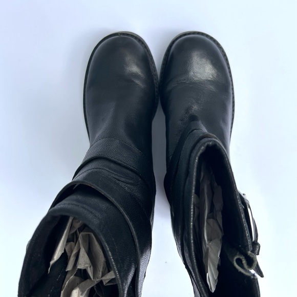 Sam Edelman moto boots black leather biker silver buckle Troy boots women 6.5 - Picture 5 of 9
